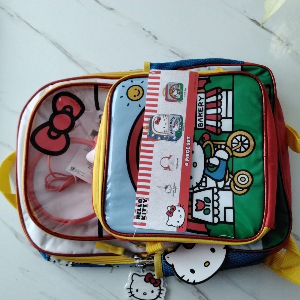 Hello Kitty Colorful Backpack Set with Red and Blue